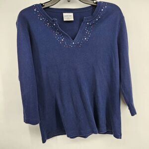 Decorated Originals Blue Patriotic Rhinestone Embellished Women's Large